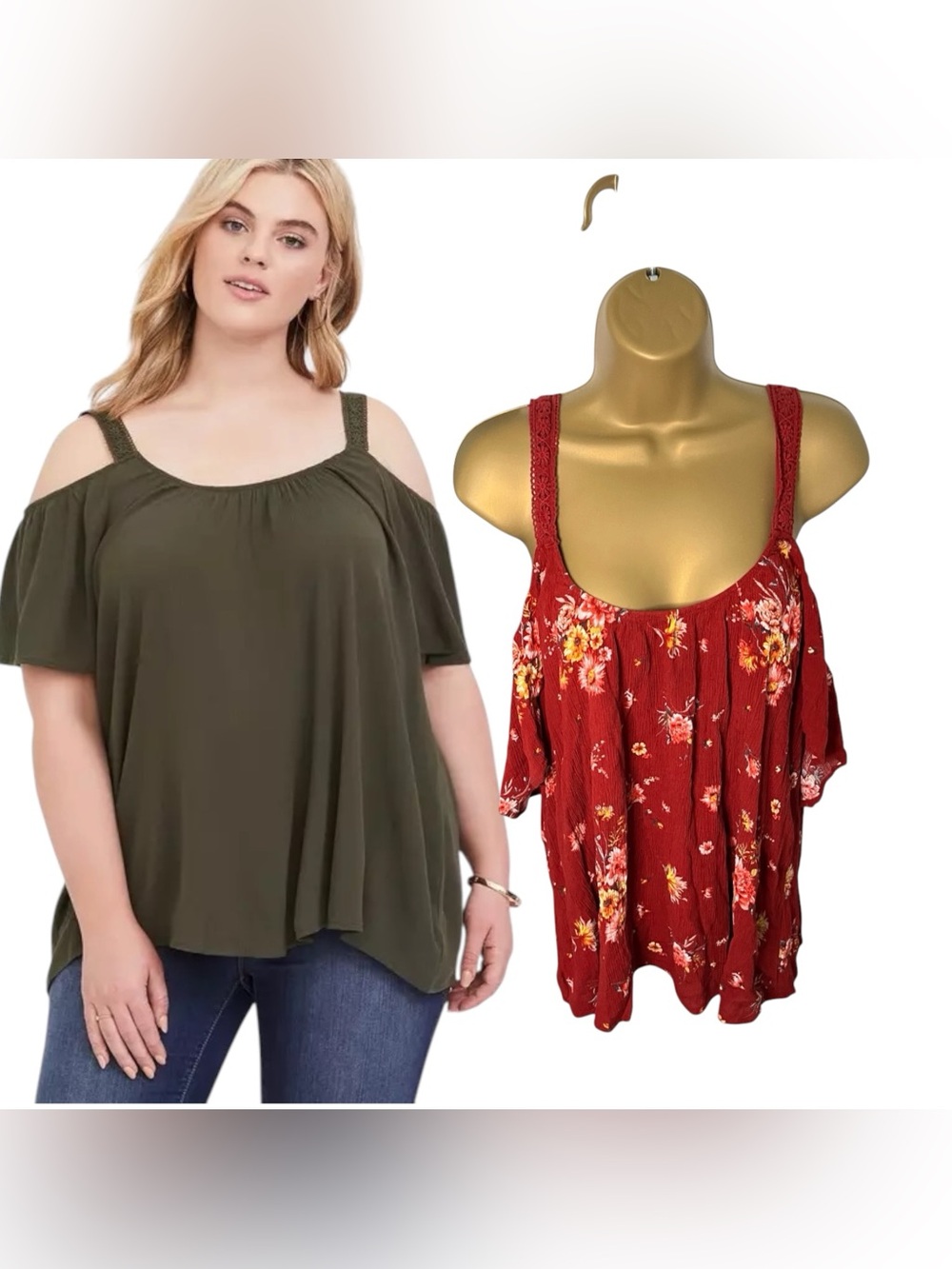 Torrid Cold Shoulder Flutter Sleeve Blouse Floral Boho Burgundy 0